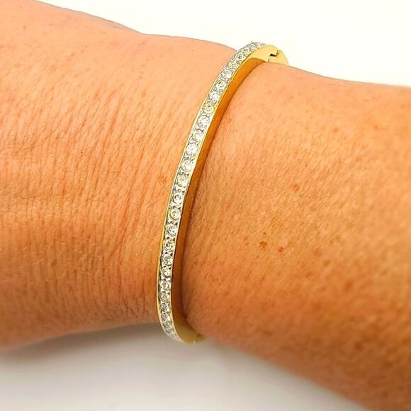 Source Unknown Jewelry - Hinged Rhinestone Bracelet goldtone